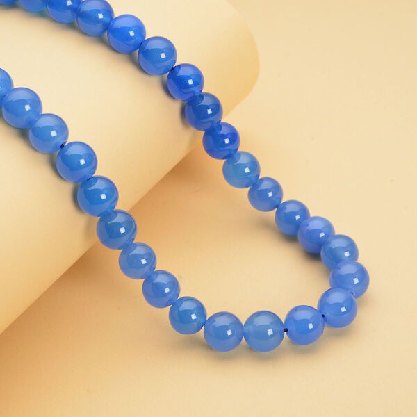 Blaue Achat Halskette, ca. 45 cm, 925 Silber rhodiniert ca. 306,00 ct image number 2