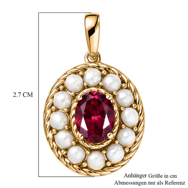 D'Joy AA nat&uuml;rlicher Rhodolith Granat und S&uuml;&szlig;wasser Perle Anh&auml;nger image number 5