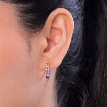 D'Joy Mehrfarbig Saphir, Blauer Saphir Ohrringe 925 Silber 750 Gelbgold vermeil ca. 2,77 ct.