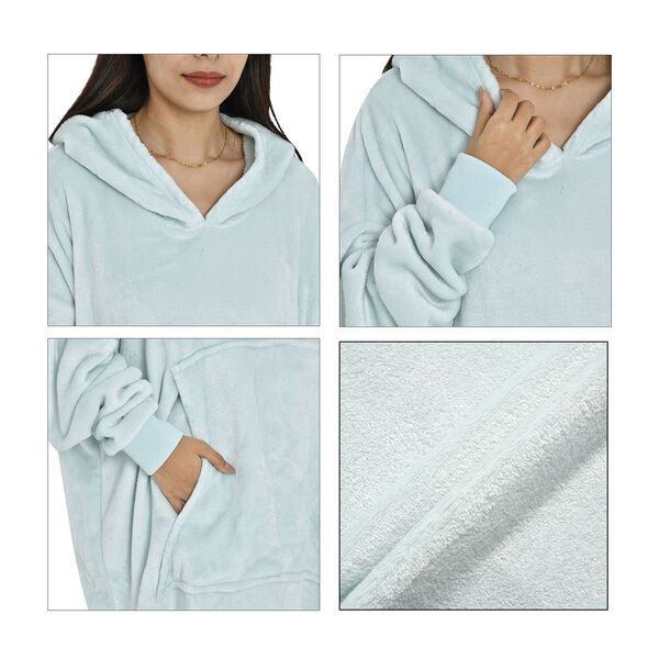 Flauschiger Flanell Hoodie mit gro&szlig;er Tasche, 96x89cm, hellgr&uuml;n image number 6