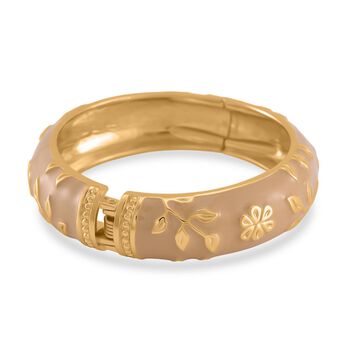 Armreif mit Emaille-Bl&uuml;tendekor, ca. 19 cm ca. 60,00g, gelb