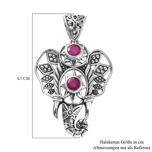 Handgefertigter, afrikanischer Rubin-Elefant-Anh&auml;nger in Silber image number 7