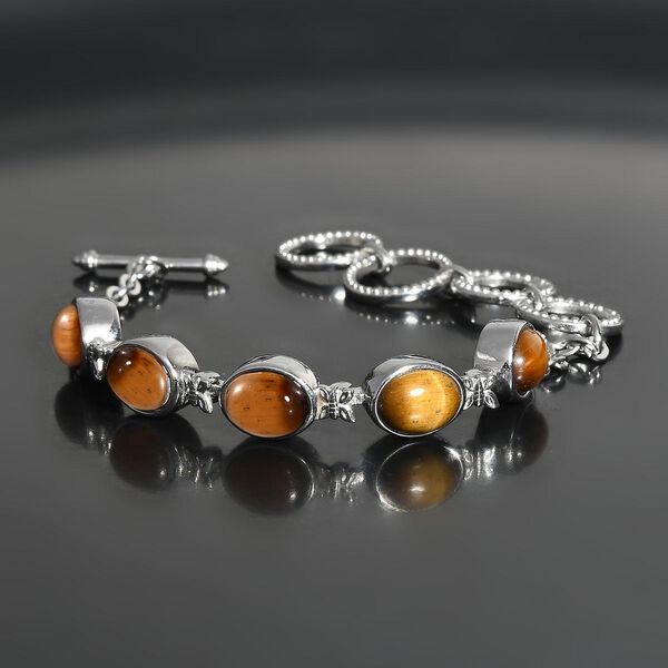 Tigerauge Armband, ca. 19 cm, Edelstahl ca. 10,95 ct image number 2