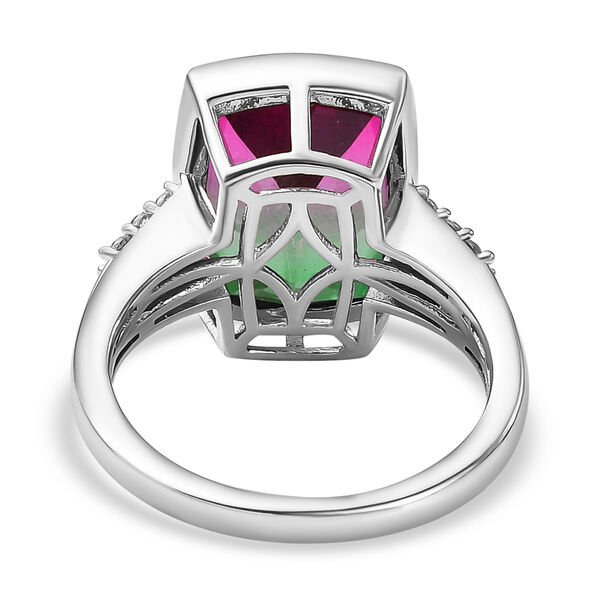 Wassermelonen-Quarz-Triplett und weißer Zirkon-Ring, 925 Silber platiniert  ca. 7,44 ct image number 5