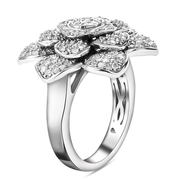 Diamant Rosen Ring 925 Silber platiniert  ca. 1,00 ct image number 5