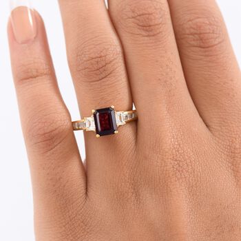 D'Joy nat&uuml;rlicher Rhodolith Granat und Zirkon Ring - 3,19 ct.