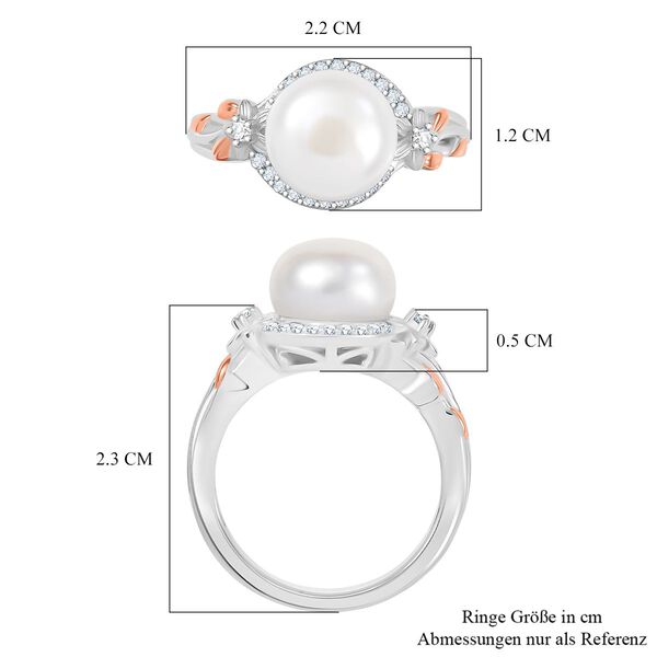 S&uuml;&szlig;wasser Perle (9.5-10 mm), Wei&szlig;er Zirkon Ring, Messing (Gr&ouml;&szlig;e 17.00) image number 7