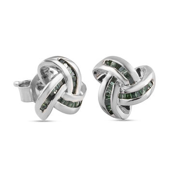 0,25 Ct. Gr&uuml;ner Diamant Knoten Ohrstecker aus 925 Silber platiniert