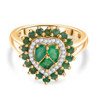 D joy Socoto Smaragd Ring 925 Silber 750 Gelbgold Vermeil (Größe 21.00) ca. 1.46 ct