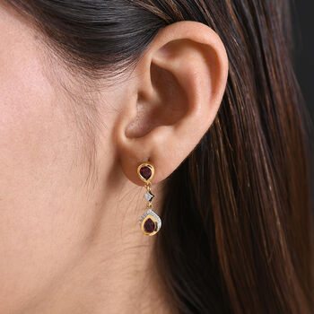D'Joy AA nat&uuml;rlicher Rhodolith Granat und Zirkon Ohrringe - 1,98 ct.