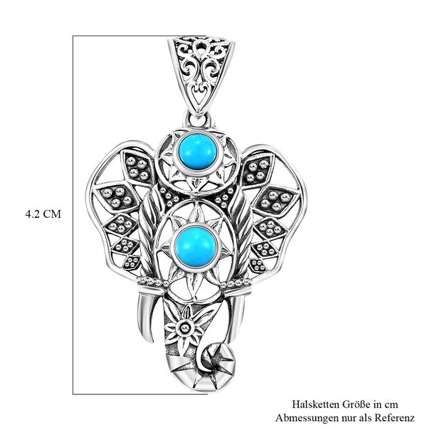 Handgearbeiteter, amerikanischer, nat&uuml;rlicher Sleeping Beauty T&uuml;rkis-Elefant-Anh&auml;nger in Silber image number 7