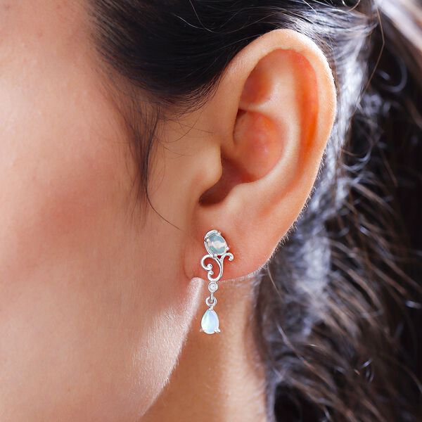 Nat&uuml;rliche, &auml;thiopische Opal-Ohrringe, 925 Silber platiniert ca. 1,07 ct image number 3