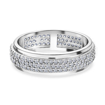 LUXURIANT SGL zertifizierter SI-GH Labor Diamant Spinning Ring, 925 Silber rhodiniert - 1 ct.