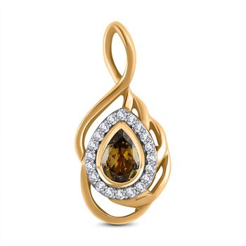 Nat&uuml;rlicher, goldener Tansanit und Zirkon-Anh&auml;nger - 0,60 ct.