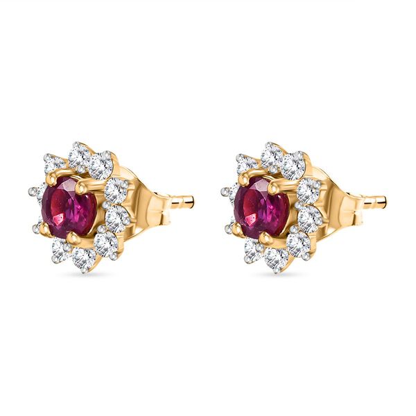 Rubin und Zirkon Ohrstecker - 1,47 ct. image number 4