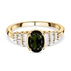Natürlicher Chrom Turmalin und weißer Diamant-Ring, 925 Silber Gelbgold Vermeil (Größe 20.00) ca. 0.95 ct