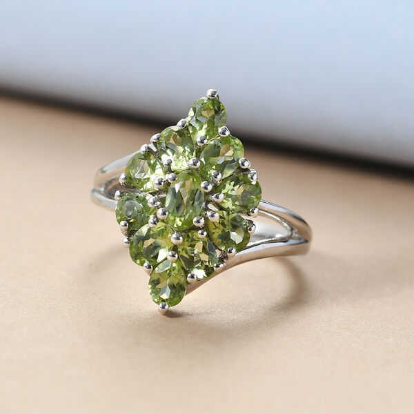 Natürlicher Peridot Ring 925 Silber platiniert  ca. 2,04 ct image number 2