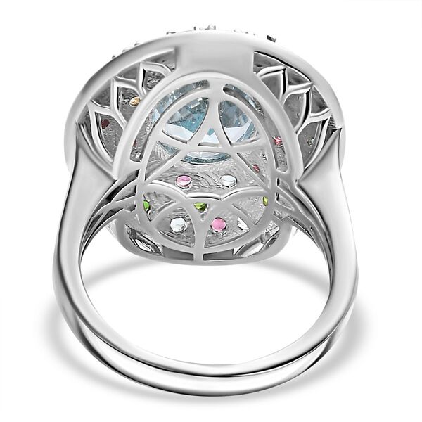 Himmelblauer Topas, Nat&uuml;rlicher Rhodolith Granat Ring 925 Silber rhodiniert (Gr&ouml;&szlig;e 21.00) ca. 5.89 ct image number 6