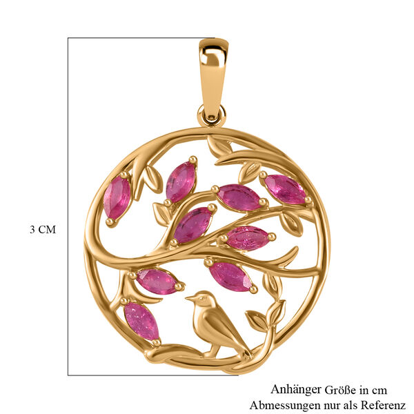 Afrikanischer Rubin (Fissure gefüllt) Anhänger 925 Silber 750 Gelbgold Vermeil ca. 1.12 ct image number 6
