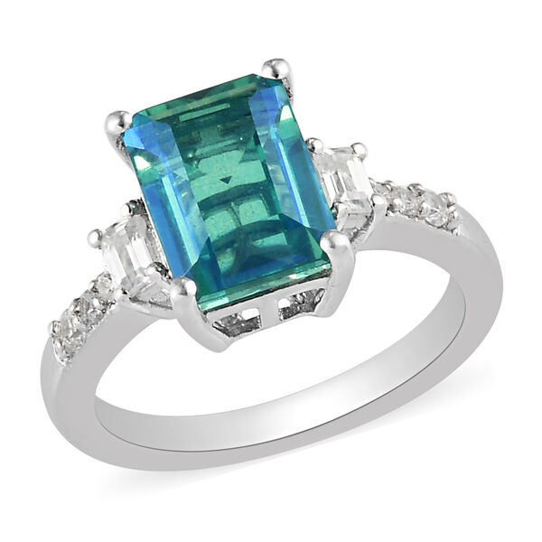 Pfau Triplett Quarz und Zirkon Ring 925 Silber platiniert  ca. 3,03 ct image number 4