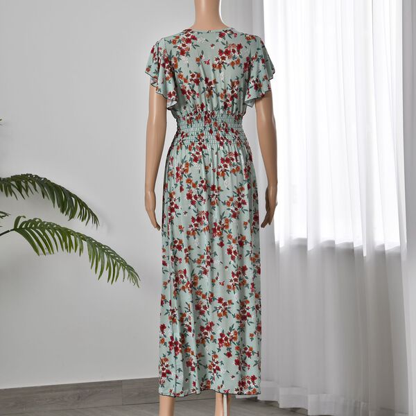 Maxikleid mit gesmokter Taille und Flatter&auml;rmel, 35x125cm, himmelblau image number 2