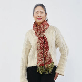 100% Viskose Gewebter Jamawar-Schal, Super Jamawar-Design, 70x190 cm, rot