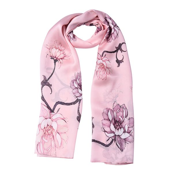 LA MAREY: Bedruckter Schal aus 100 %  Maulbeerseide, Schn&ouml;rkelmuster, inkl. Geschenkbox, Rosa-Gold image number 4