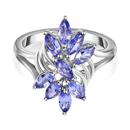 Tansanit Ring, 925 Silber platiniert (Größe 16.00) ca. 1.63 ct