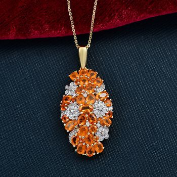 D'Joy AAA Blaze Feueropal Schmuckset ca. 50 cm 925 Silber 750 Gelbgold Vermeil ca. 3,35 ct.