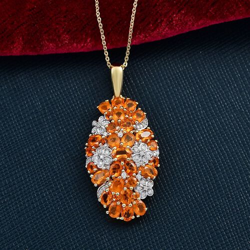 D'Joy AAA Blaze Feueropal Schmuckset ca. 50 cm 925 Silber 750 Gelbgold Vermeil ca. 3,35 ct. image number 1
