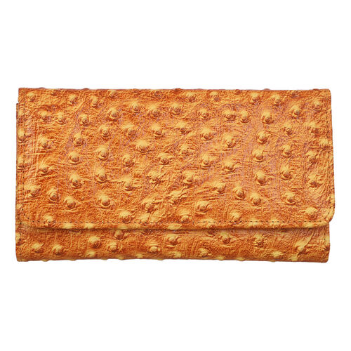 Geldbörse aus 100% echtem Straußenleder, RFID Schutz, Gelb image number 0