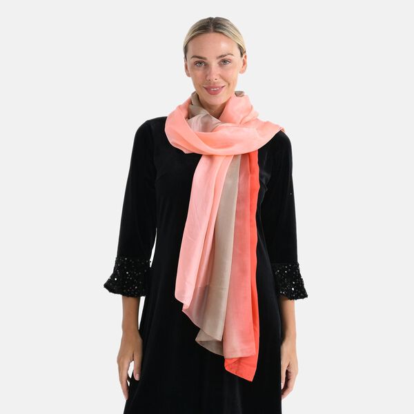  LA MAREY signature 100% silk scarf108*110cmweight:40gcolor:brown and redMaterial:100% Mulberry silk image number 4