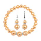 2er Set - Goldene Muschelkernperle (8-12 mm) Armband und Ohrringe, Reiner Edelstahl