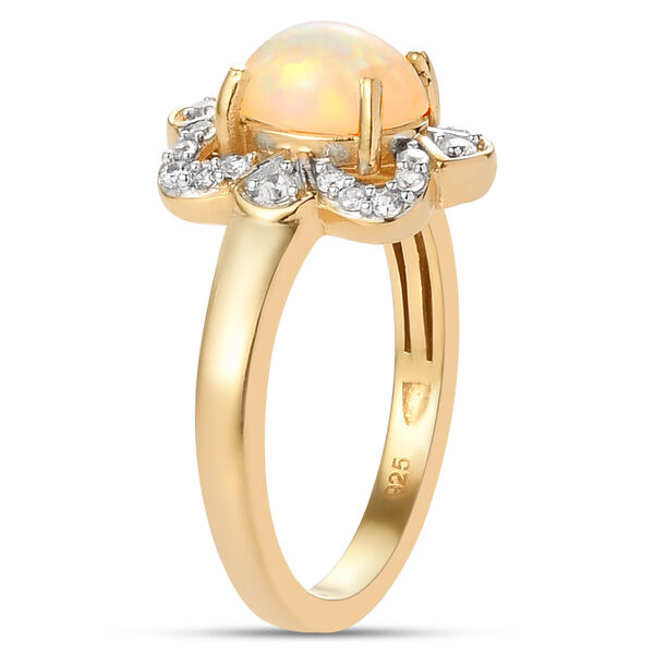 Natürlicher Äthiopischer Opal und Zirkon Ring 925 Silber vergoldet  ca. 1,10 ct image number 3