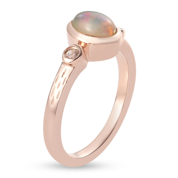Natürlicher Äthiopischer Opal und Zirkon Ring 925 Silber rosévergoldet  ca. 0,64 ct image number 5