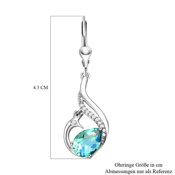 Pfau Triplett Quarz und weiße Zirkon-Ohrringe, 925 Silber platiniert ca. 4,63 ct image number 6