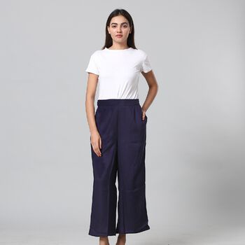 Einfarbige Palazzo Hose, Gr&ouml;&szlig;e L/XL, Dunkelblau 