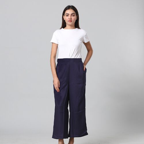 Einfarbige Palazzo Hose, Größe L/XL, Dunkelblau  image number 0