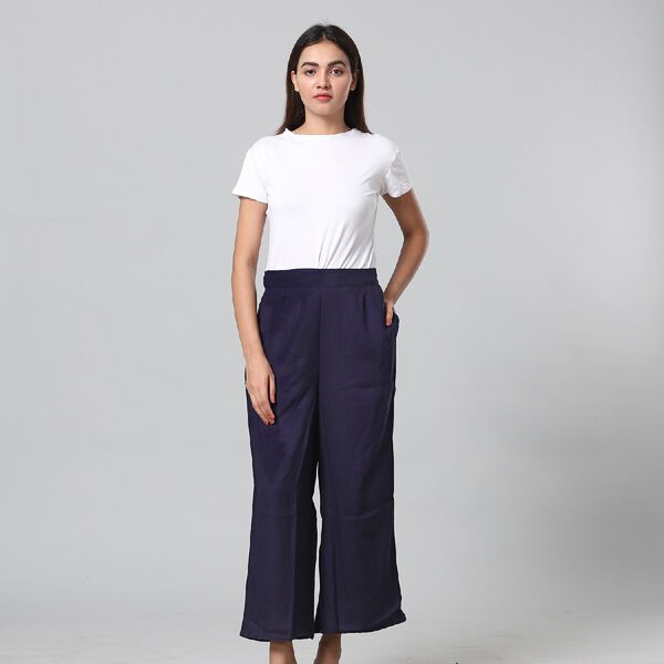 Einfarbige Palazzo Hose, Gr&ouml;&szlig;e L/XL, Dunkelblau 