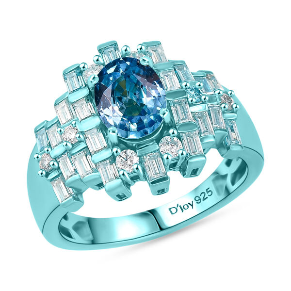 D'Joy AA blauer Zirkon und Moissanit Ring - 3,12 ct. image number 3