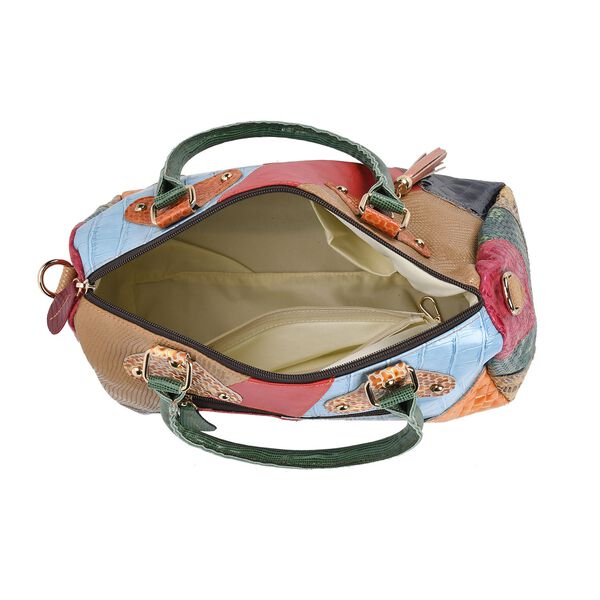 Chaos By Elsie - Krokodil-Muster Echtleder Crossbody Tasche und LA MAREY Schal aus 100 % Maulbeerseide image number 6