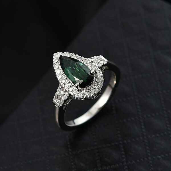 RHAPSODY AAAA Pirineu Lagoon Turmalin und Diamant Ring in 950 Platin - 1,44 ct. image number 1