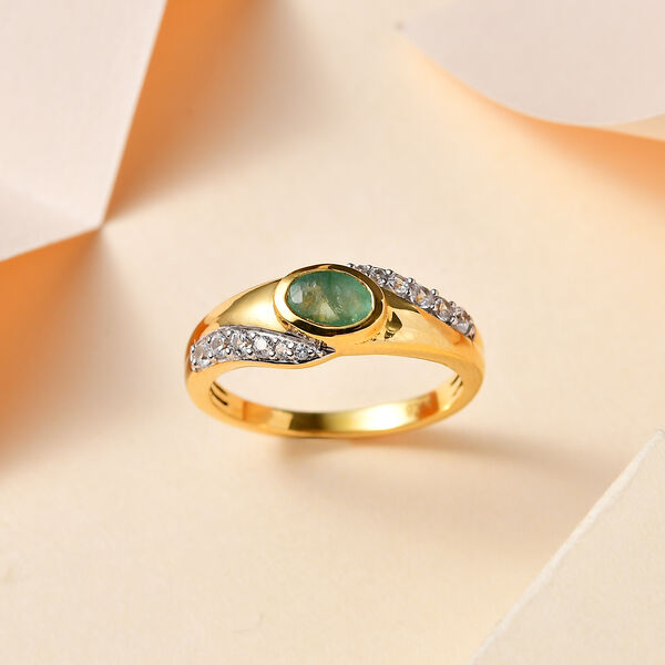 Kagem sambischer Smaragd und Zirkon-Ring - 0,71 ct. image number 2