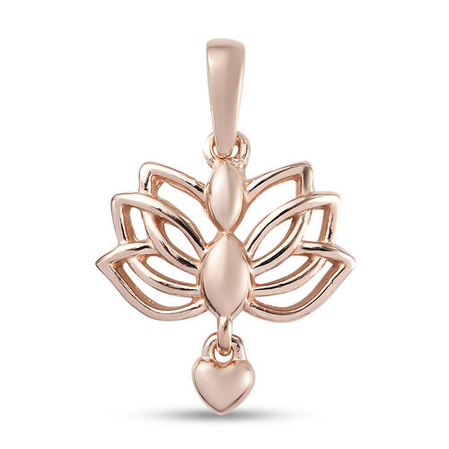 Lotusblume Yoga Herz Anhänger 925 Silber Roségold image number 0