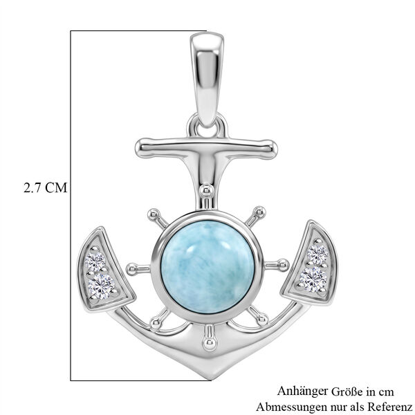D'Joy Larimar, Wei&szlig;er Zirkon Anh&auml;nger 925 Silber Platiniert ca. 1,89 ct. image number 5