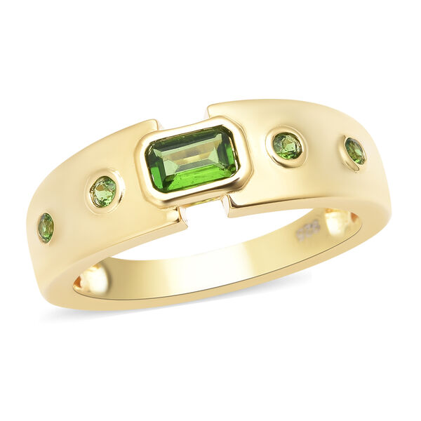 Nat&uuml;rlicher Chromdiopsid Ring 925 Silber vergoldet  ca. 0,35 ct image number 4