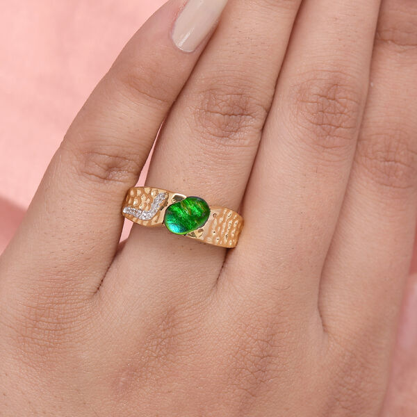 Kanadischer Ammolit und Zirkon-Ring - 1,22 ct. image number 3