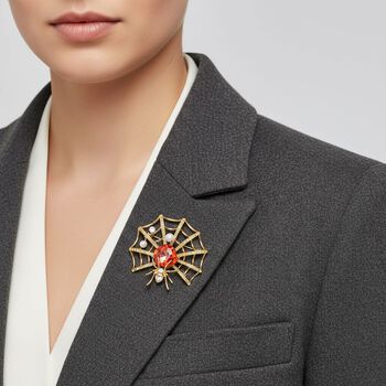 Kunststoff Perle, Mehrfarbiger Kristall Brosche  Gelb