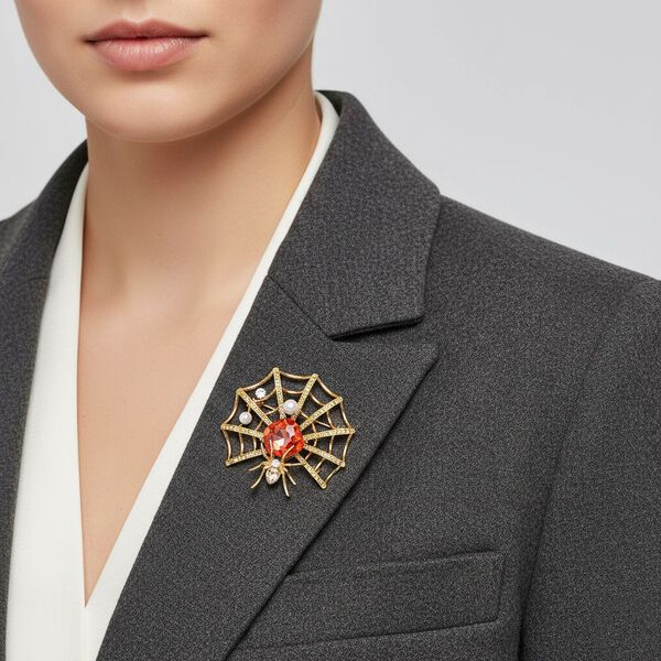 Kunststoff Perle, Mehrfarbiger Kristall Brosche  Gelb image number 3