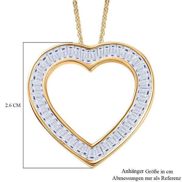 LUXURIANT VS-EF Labor Diamant Herz Anh&auml;nger mit 50cm Kette, 925 Silber 750 Gelbgold Vermeil - 2 ct. image number 7